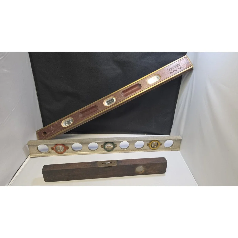 Vintage Level Lot-3 Brass&Wood Level 28